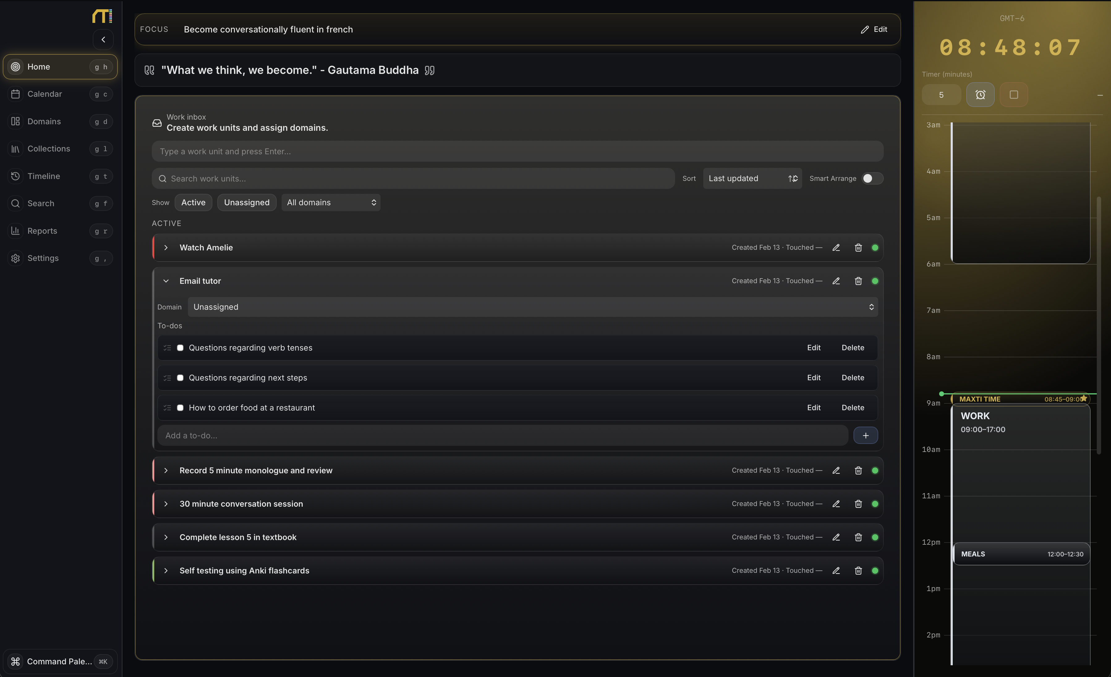 Maxti Work Inbox — capturing work items with time context